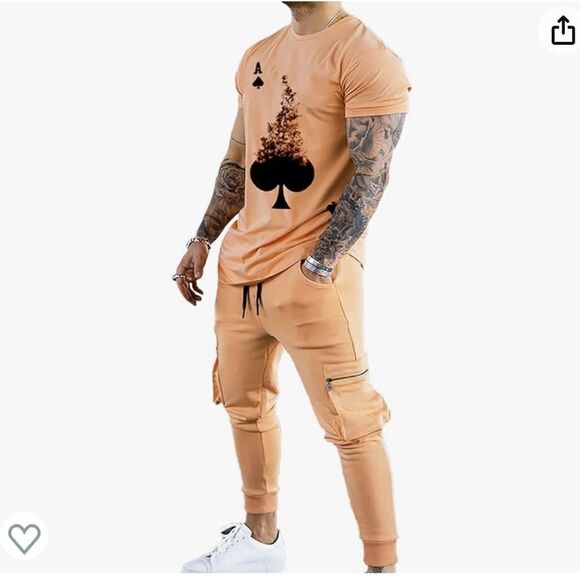 New Men's Short Sleeve Casual Sports Suit Running Jogging Field Sports Suit - Picture 1 of 12